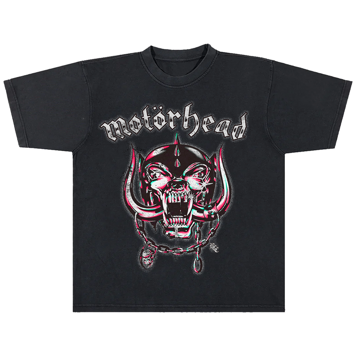 A classic black cotton tee with custom Motorhead x Blackcraft artwork on the front and back.
