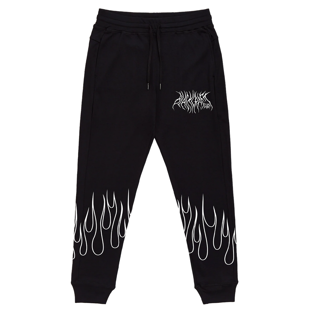 Classic black fleece unisex joggers with custom artwork from Blackcraft.