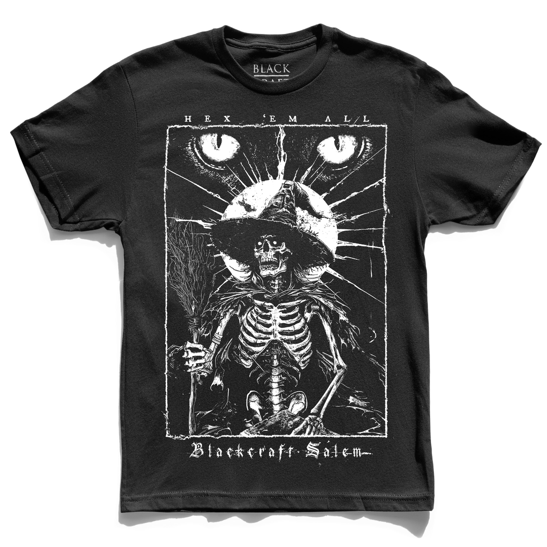 A classic black cotton tee shirt with custom Blackcraft artwork on the front.