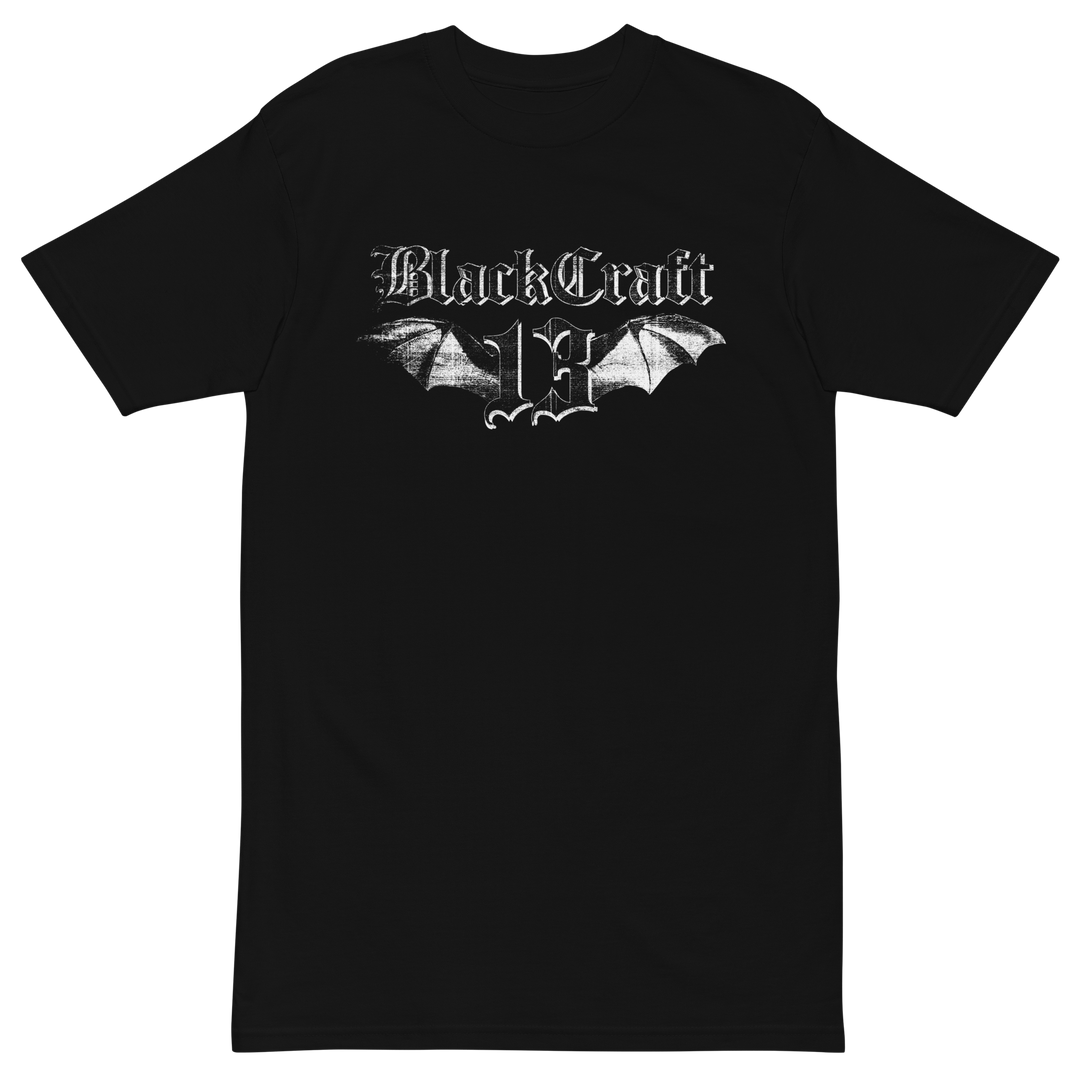 A classic black cotton tee with custom Blackcraft artwork on the front.