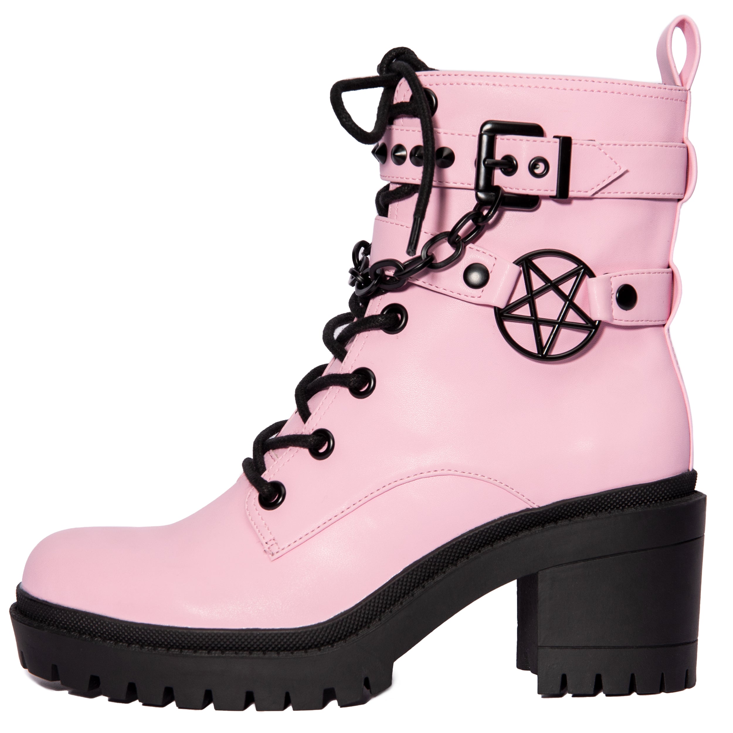 Pink and black boots outlet