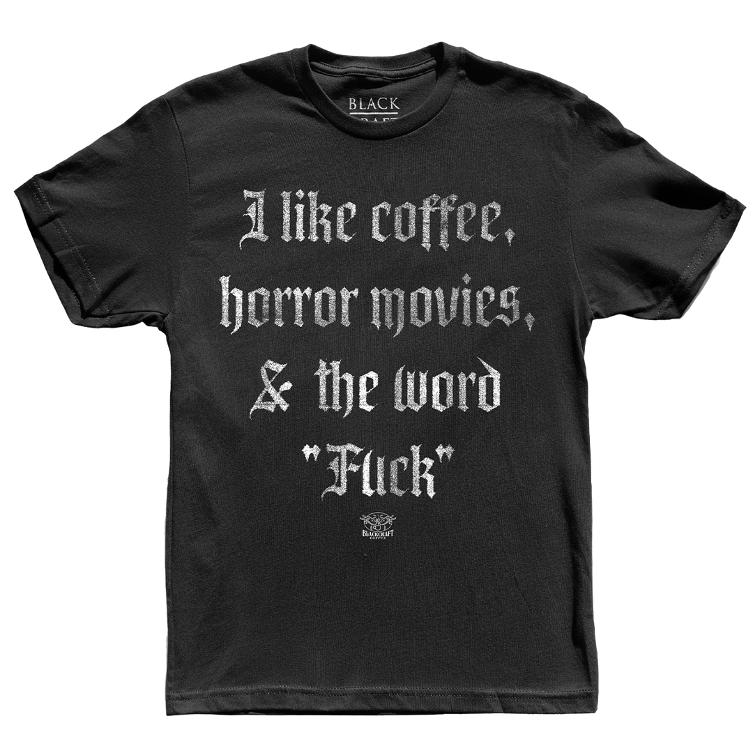 A black cotton tee with custom artwork on the front from Blackcraft.