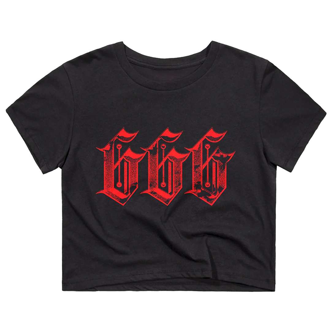 A classic black crop tee with custom Blackcraft artwork on the front. 