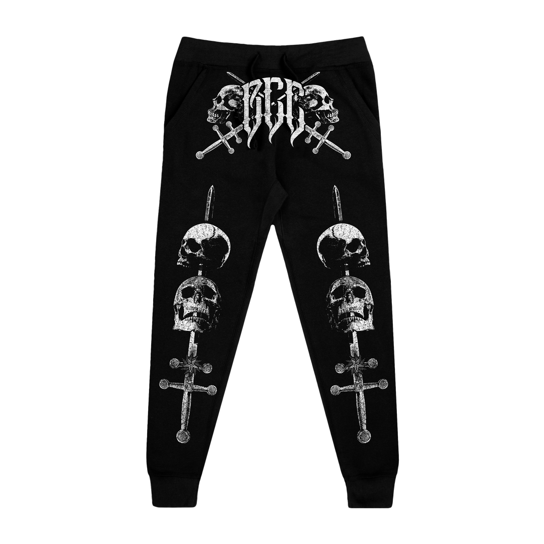Classic fit black joggers with custom Blackcraft artwork along the front of each leg.