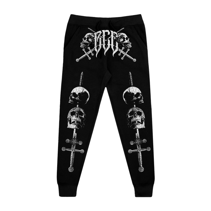 Classic fit black joggers with custom Blackcraft artwork along the front of each leg.