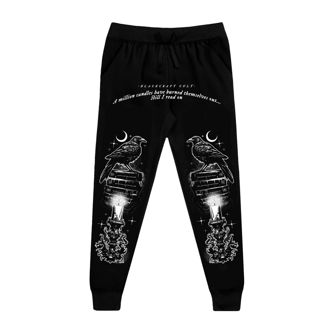 Classic fit black joggers with custom Blackcraft artwork along the front of each leg.