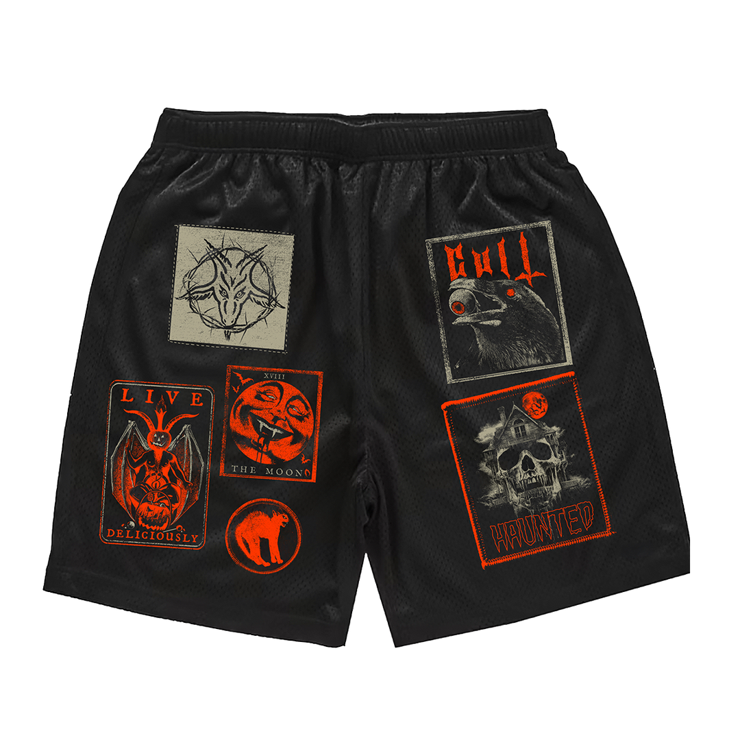 Classic black basketball mesh shorts with custom Blackcraft artwork on the front. 