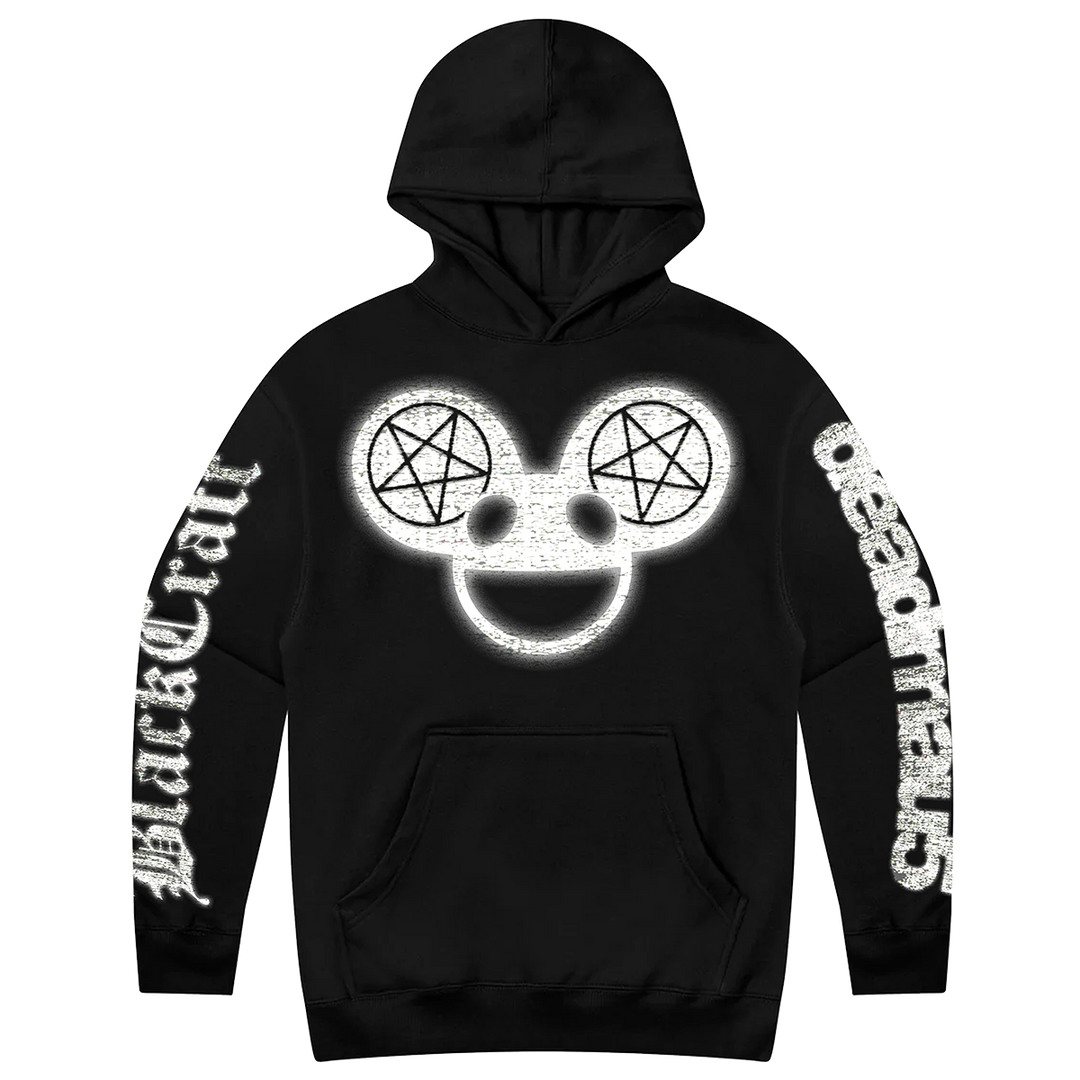 A classic black pullover hoodie with custom Deadmau5 x Blackcraft artwork.