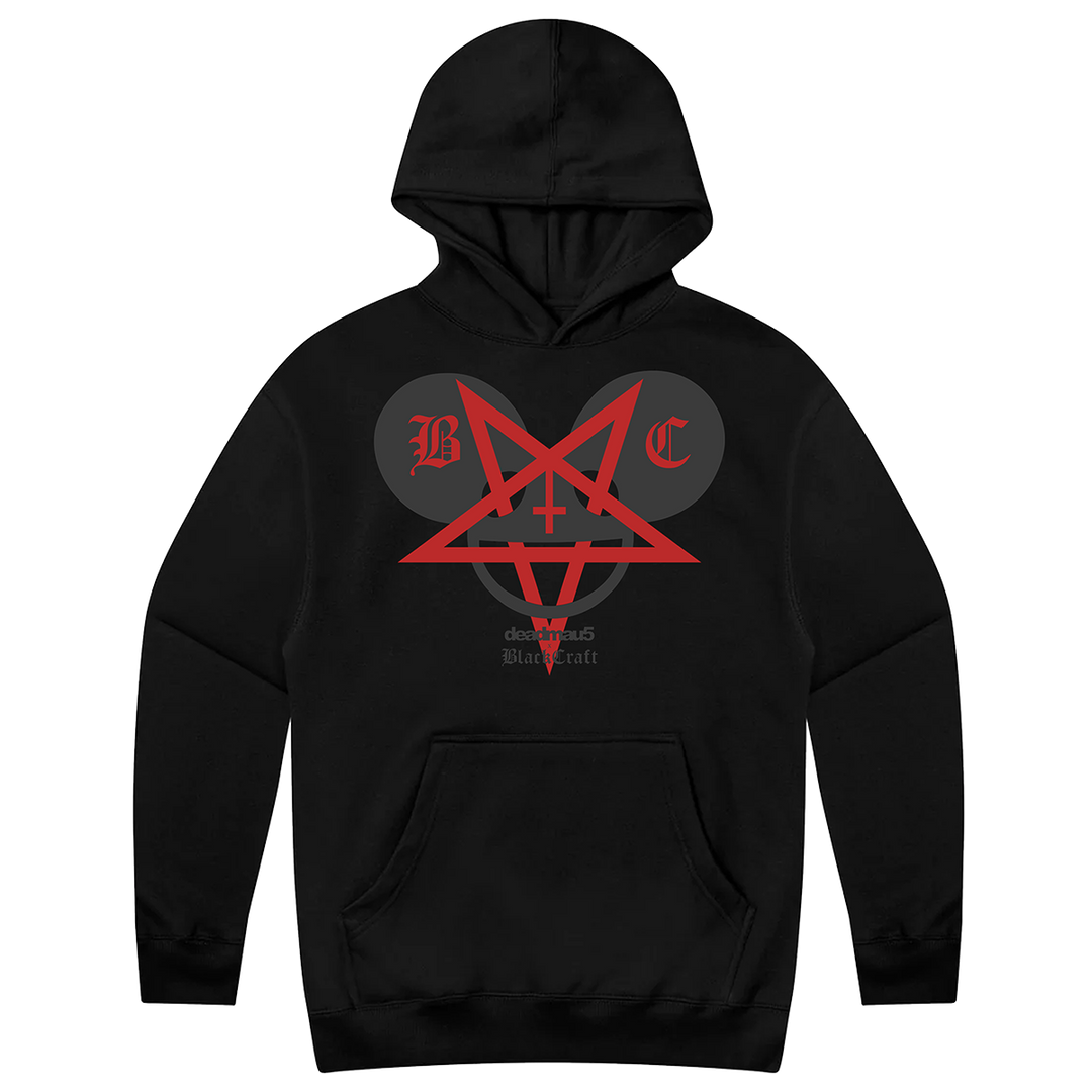 A classic black pullover hoodie with custom Deadmau5 x Blackcraft artwork.