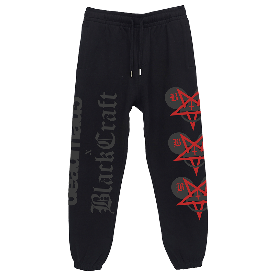 Classic black sweatpants with custom Deadmau5 x Blackcraft artwork.