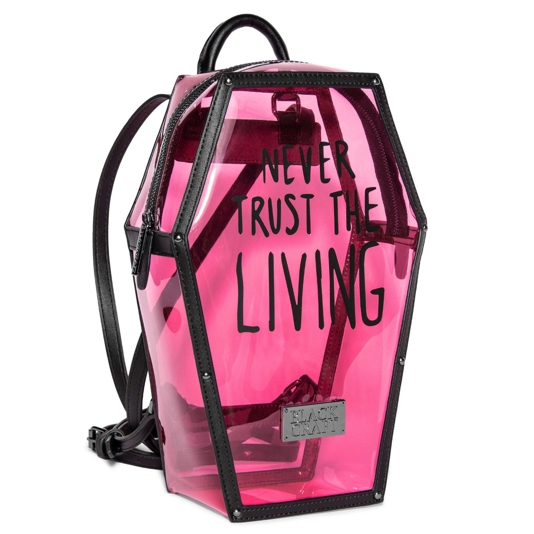 blackcraft mini coffin backpack Stories Orange Clear Never Trust Pink Clear Coffin