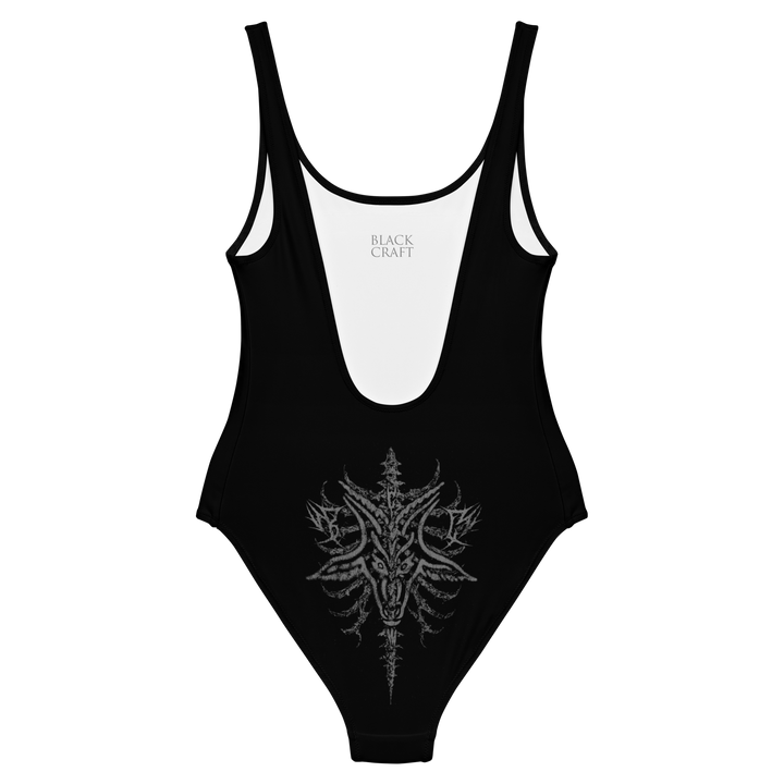 Black swimsuit with skeleton design in white