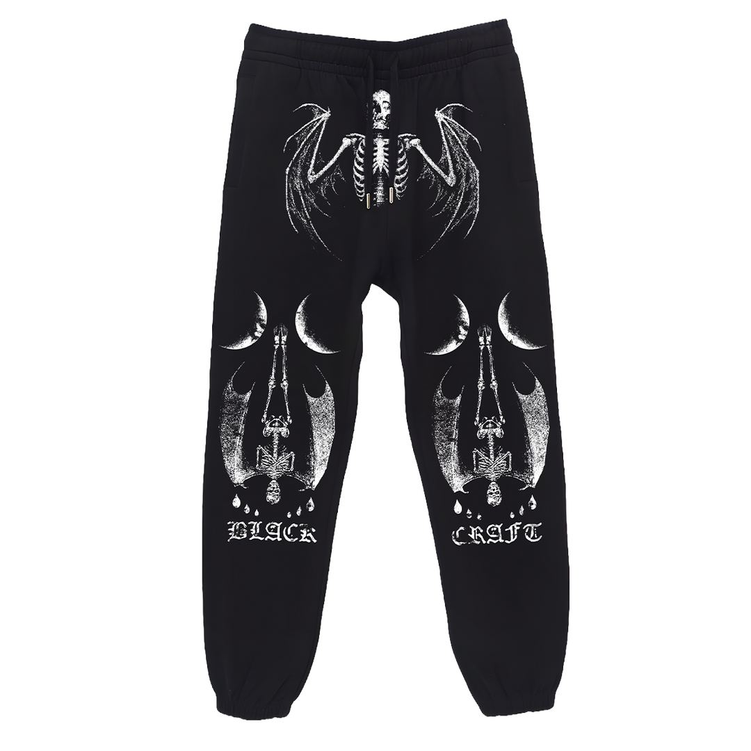 Classic fit black sweatpants with custom Blackcraft artwork on the front. 