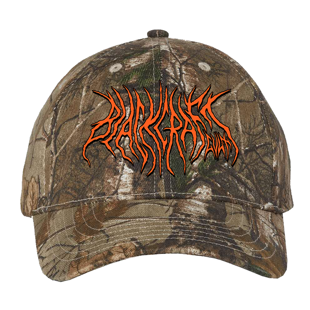 A classic camo hat with Blackcraft logo on the front.