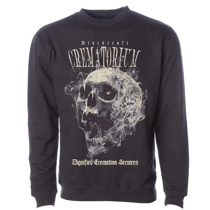 A black pullover sweatshirt with custom Blackcraft artwork.
