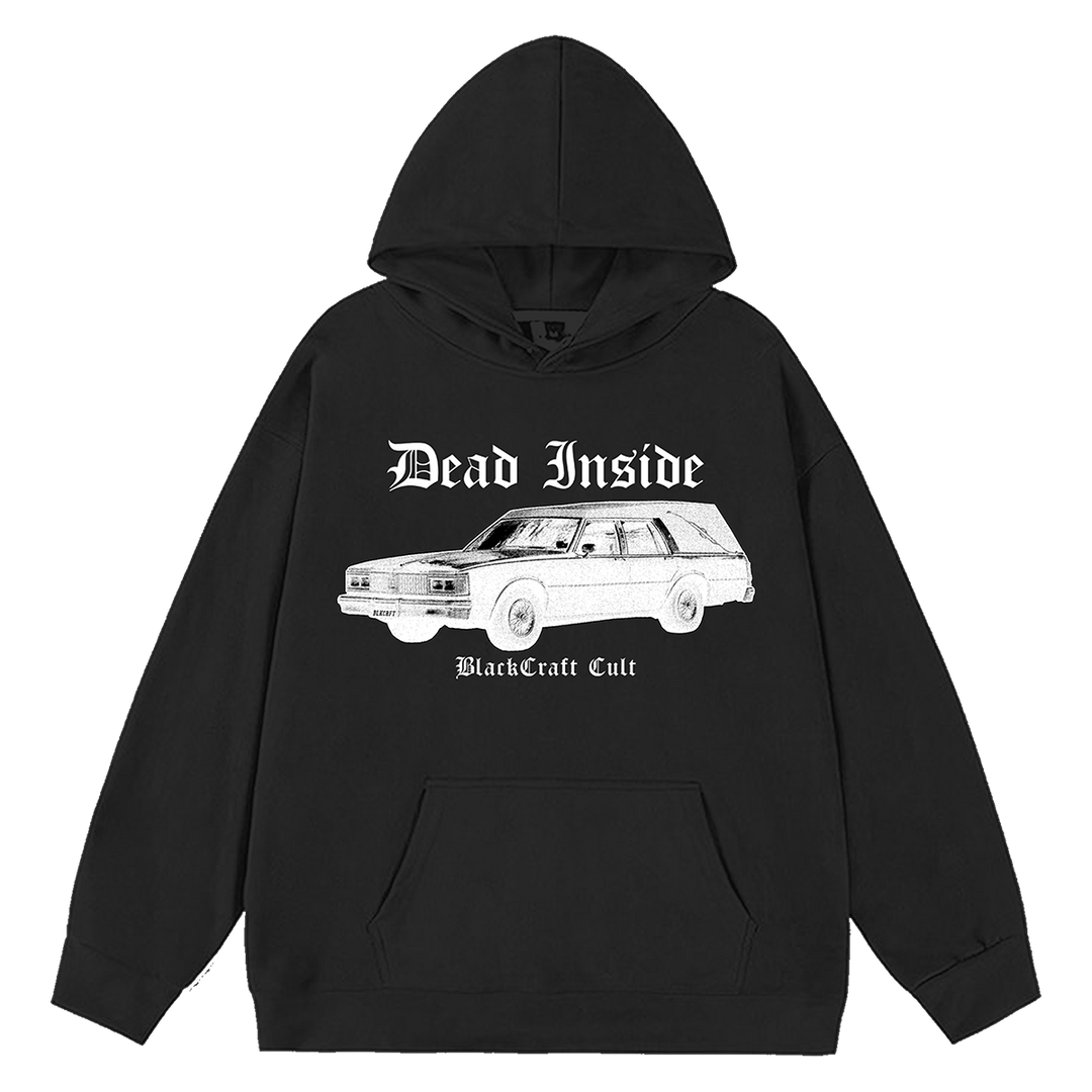 A classic Womens black pullover hoodie with custom Blackcraft artwork on the front. 