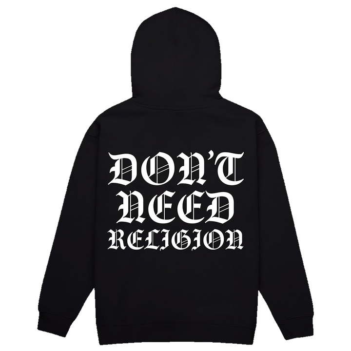 A classic black pullover hoodie with custom Motorhead x Blackcraft artwork on the front and back.