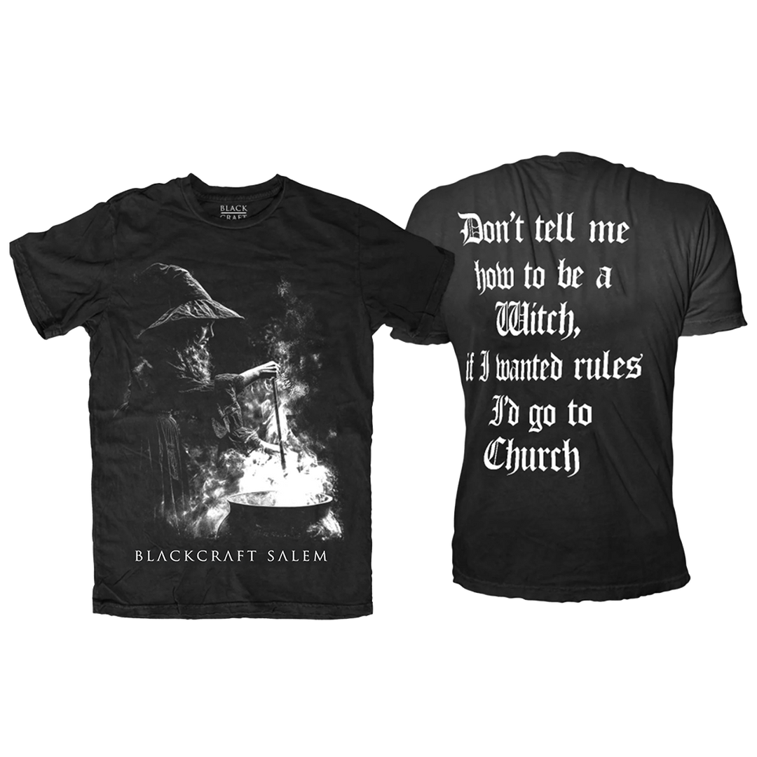 A classic black cotton tee shirt with custom Blackcraft artwork on the front and back. 