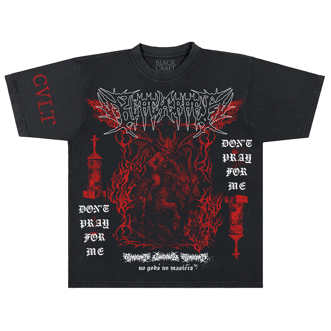 A classic black boxy fit tee with custom Blackcraft artwork on the front, back, and on the sleeve.