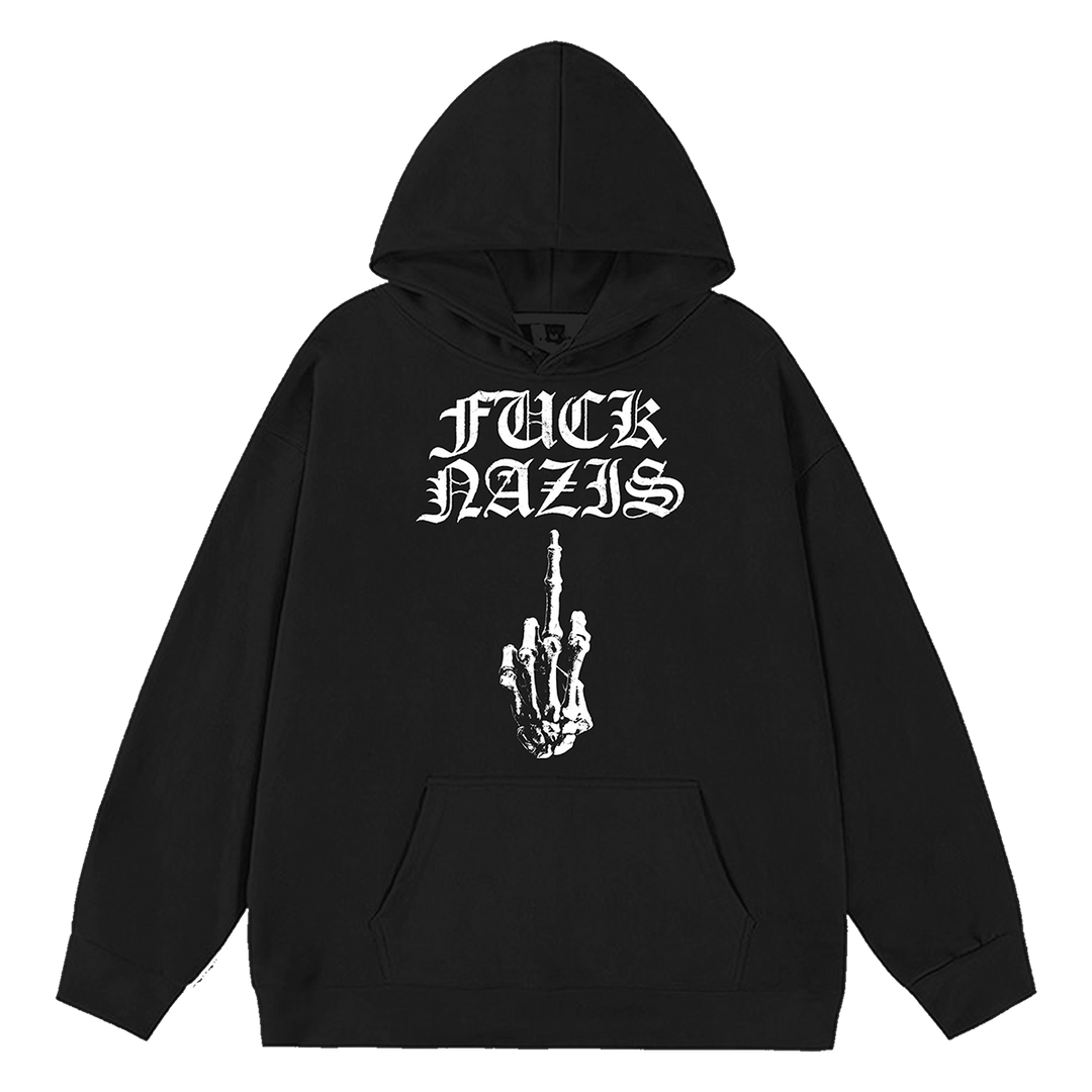A classic Womens black pullover hoodie with custom Blackcraft artwork on the front. 