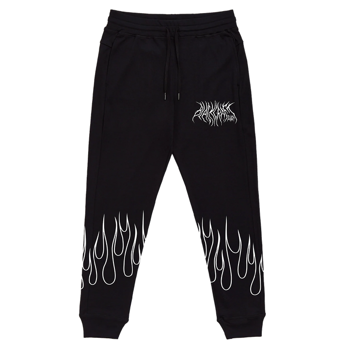 Classic black fleece unisex joggers with custom artwork from Blackcraft.