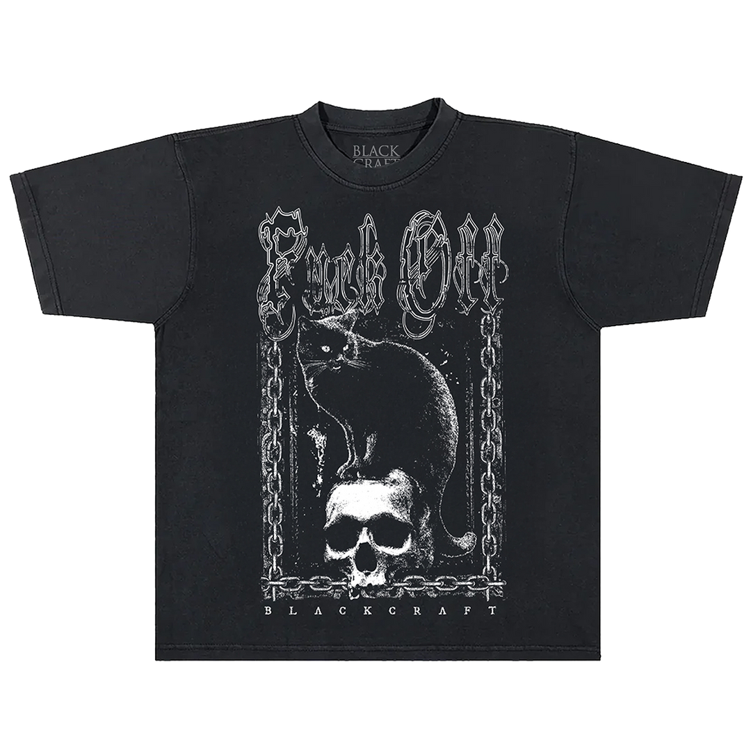 A classic heavyweight black cotton tee with custom Blackcraft artwork on the front. 