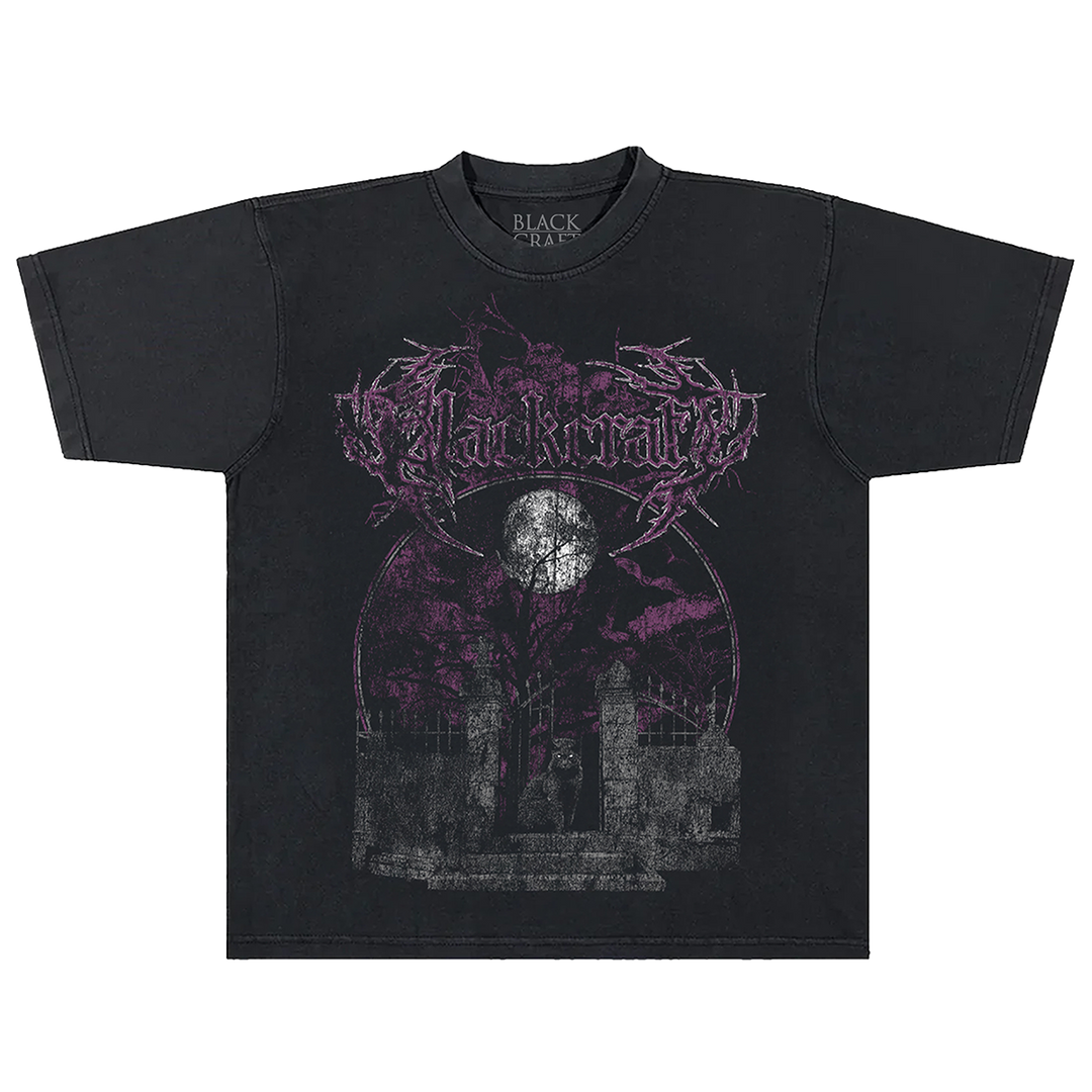 A classic heavyweight black cotton tee with custom Blackcraft artwork on the front and back. 