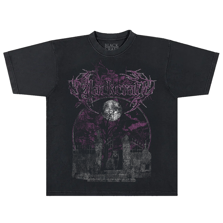 A classic heavyweight black cotton tee with custom Blackcraft artwork on the front and back. 
