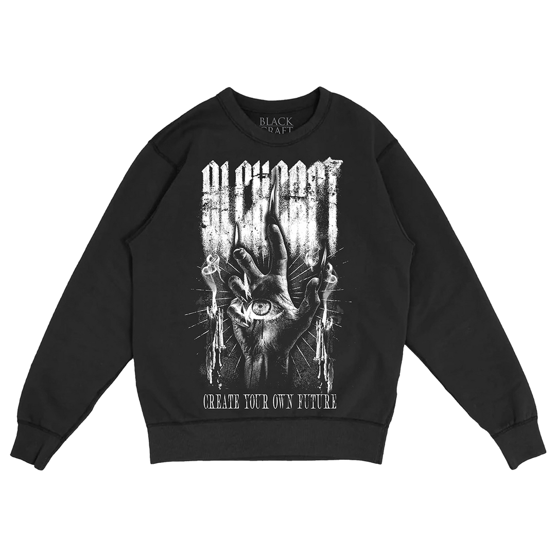 A classic black sweatshirt with custom Blackcraft artwork on the front. 