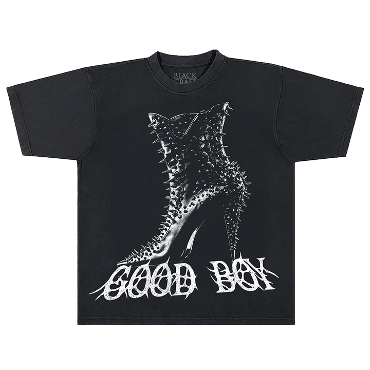 A classic heavyweight black cotton tee with custom Blackcraft artwork on the front and back. 