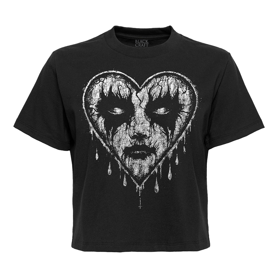 A black heavyweight cotton boxy tee with a slightly cropped length and custom Blackcraft artwork on the front. 