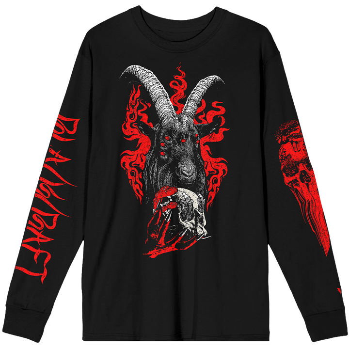 A classic black cotton long sleeve tee shirt with custom Blackcraft artwork on the front and along the sleeves. 