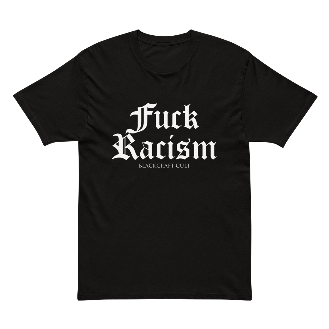 A classic black tee with custom white Blacklcraft artwork on the front.