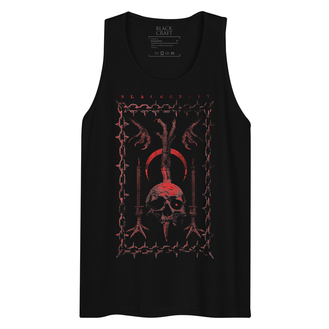 Black tank top with red graphic design