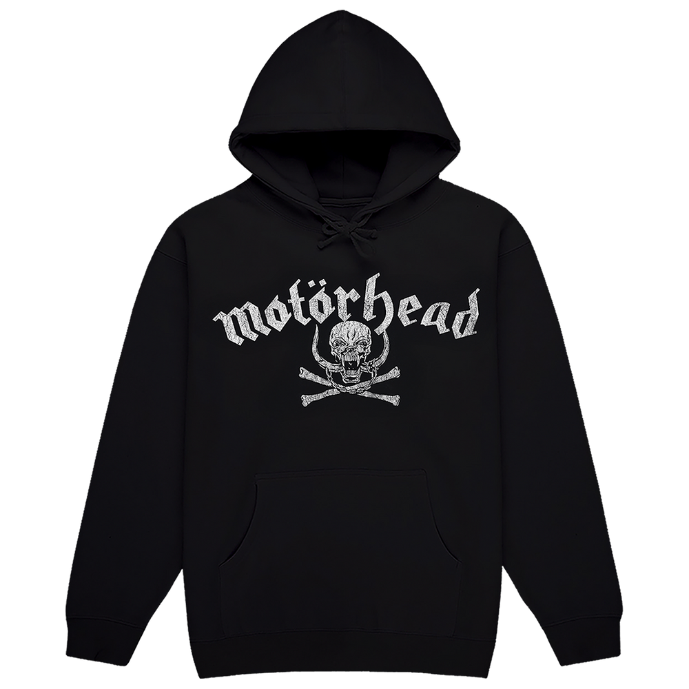 A classic black pullover hoodie with custom Motorhead x Blackcraft artwork on the front and back.
