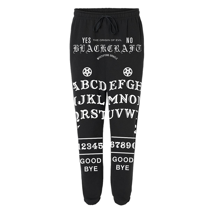 Classic fit black sweatpants with custom Blackcraft artwork along the front of each leg.