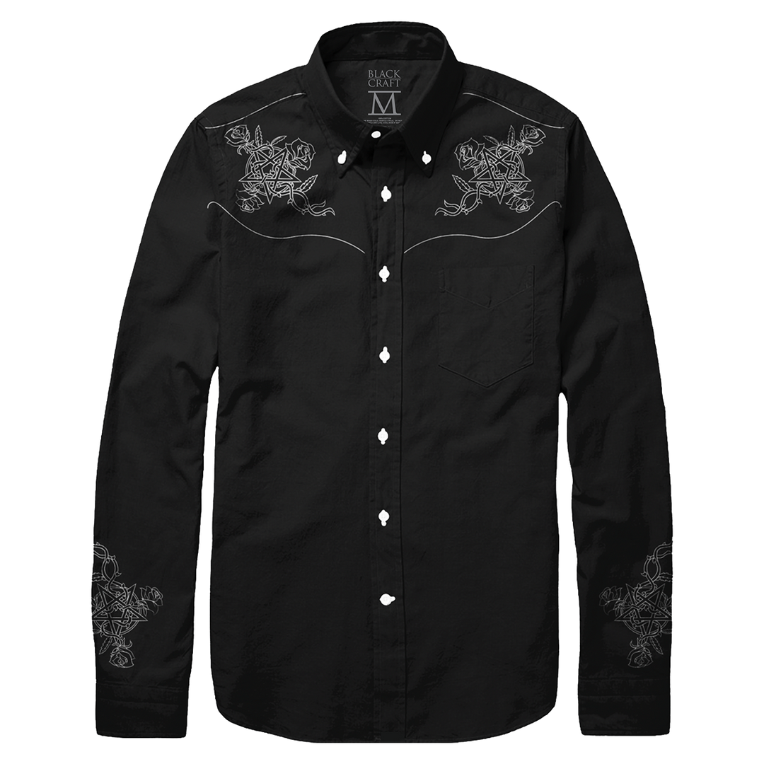 BLACKCRAFT Store - Black & White Embroidered Western Shirt S BLACKCRAFT Store - Black & White Embroidered Western Shirt S