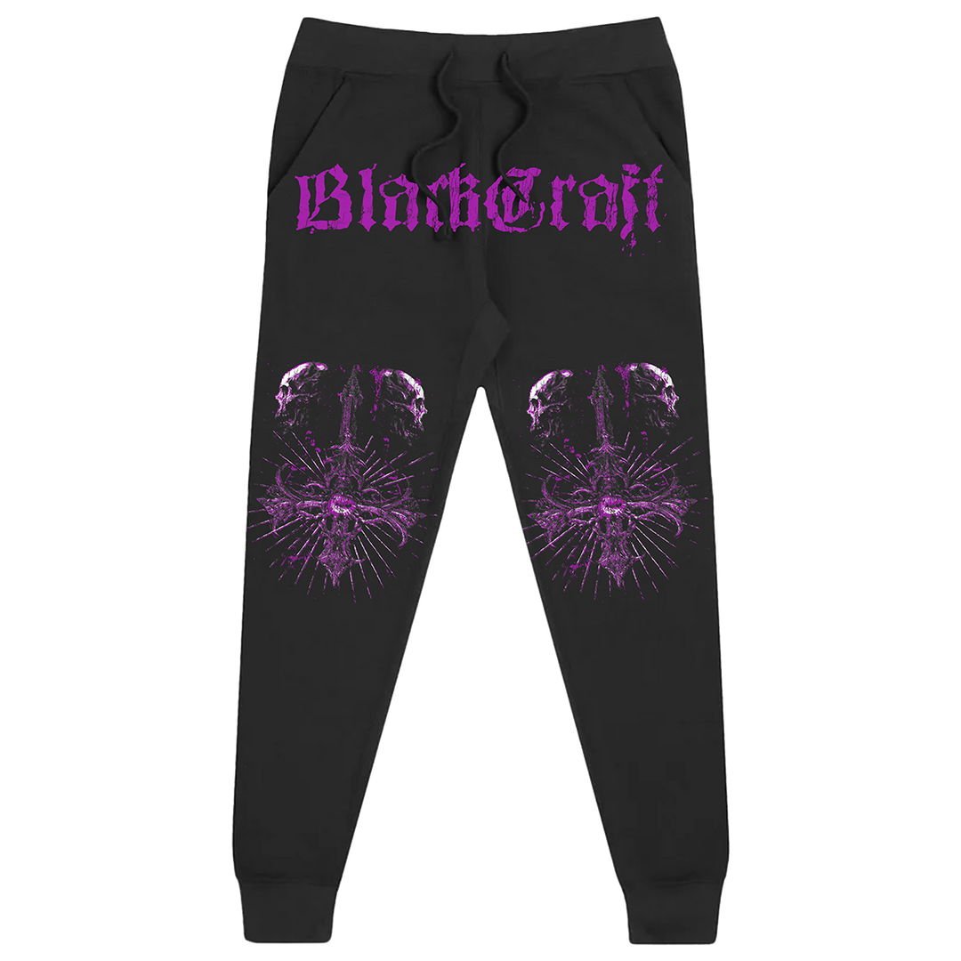 A classic black jogger with custom purple Blackcraft artwork.