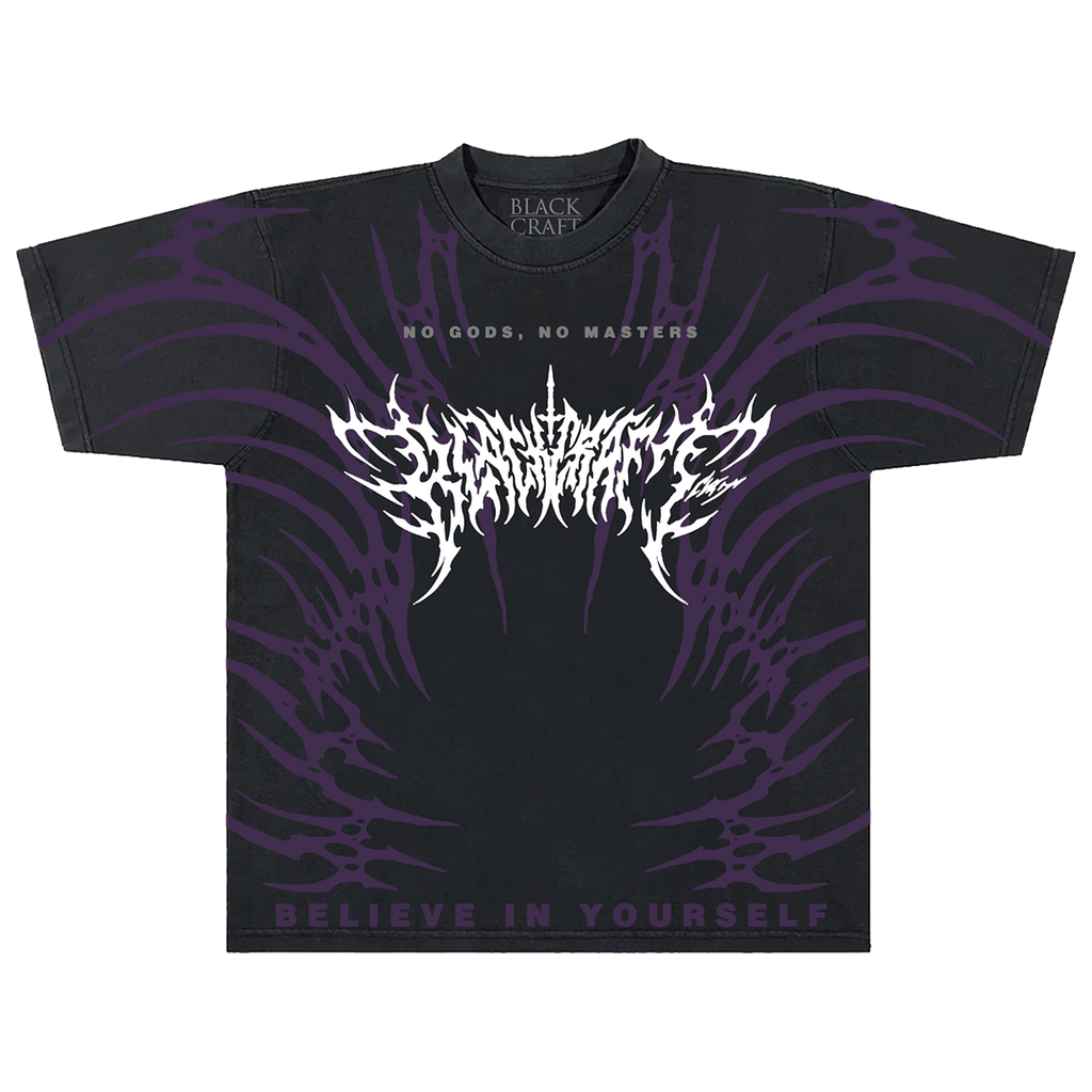 O*a様 STATE CRAFT Tシャツ　XL hardcore BLACKCRAFT Store - Purple Spikes Boxy T-Shirt + Oversized Print