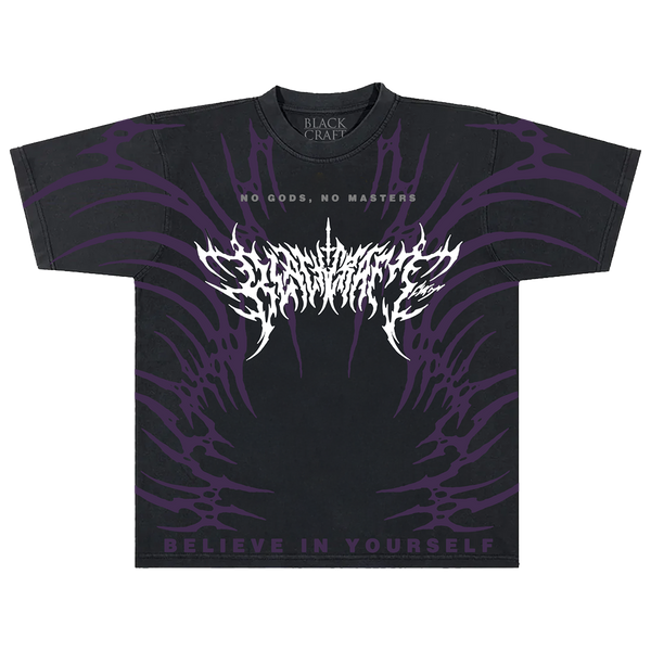 BLACKCRAFT Store - Purple Spikes Boxy T-Shirt + Oversized Print