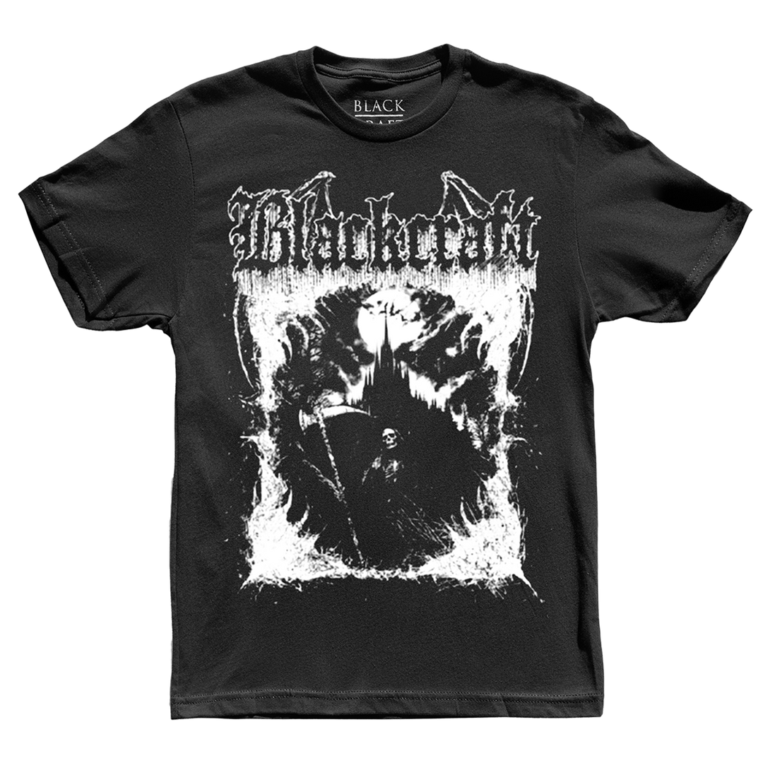 A classic black cotton tee with custom Blackcraft artwork on the front in white. 