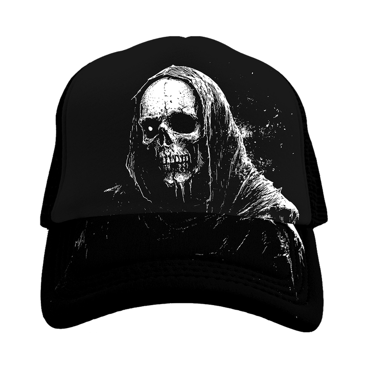 A classic black trucker hat with custom Blackcraft artwork on the front. 