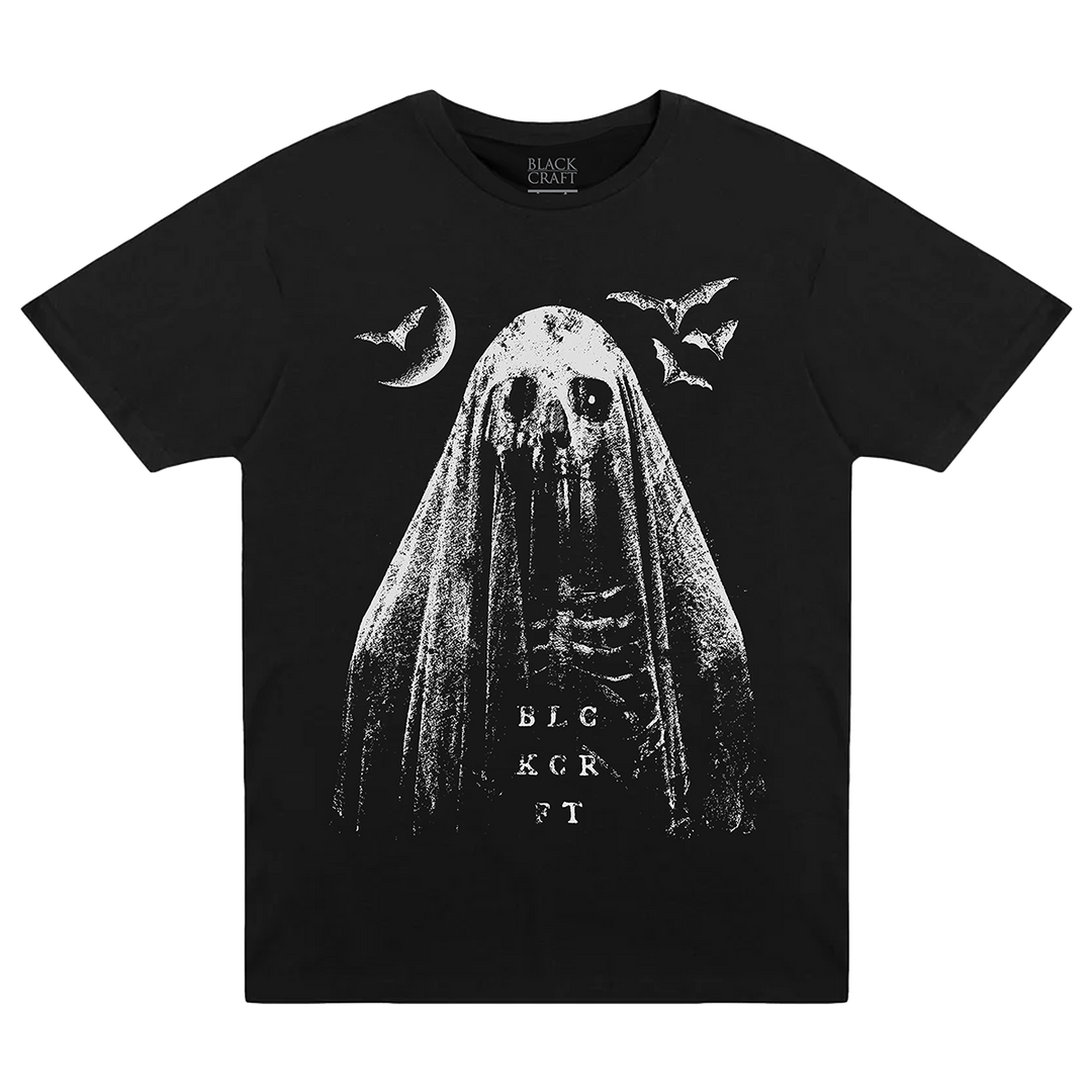 A classic black cotton tee with custom Blackcraft artwork across the front. 