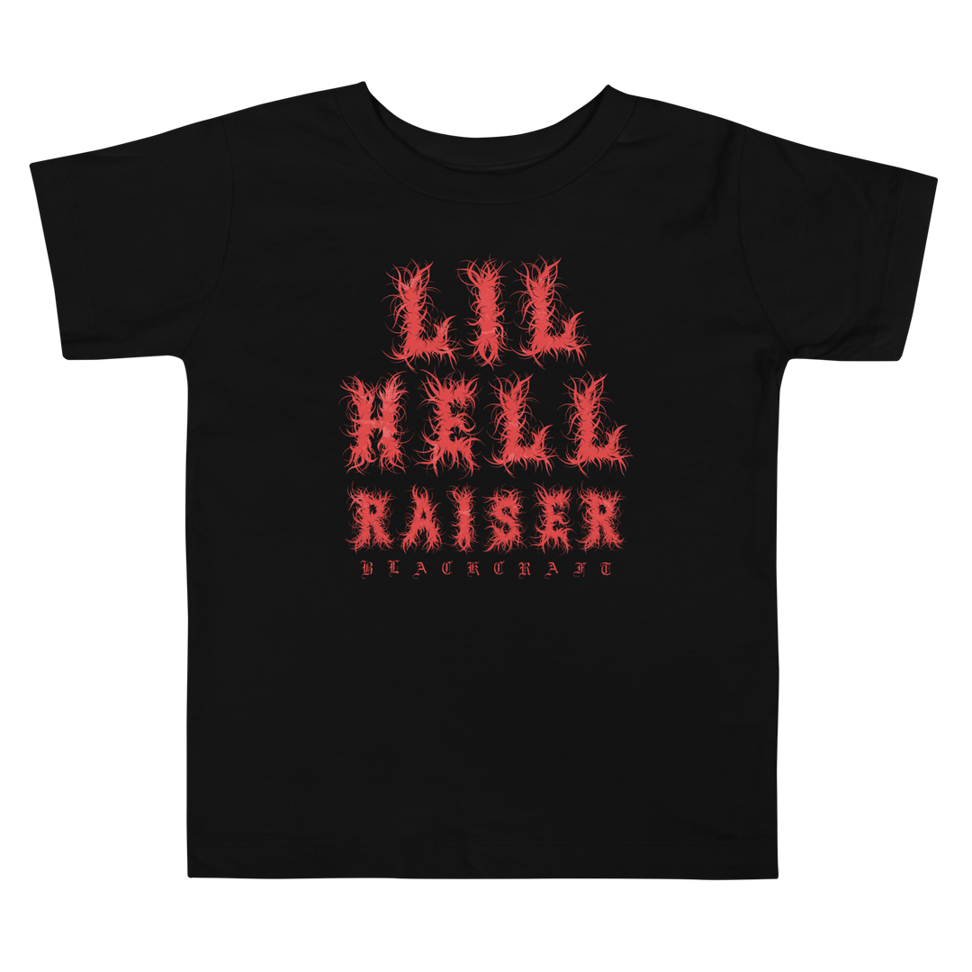 A classic black cotton toddler tee with custom Blackcraft artwork on the front.