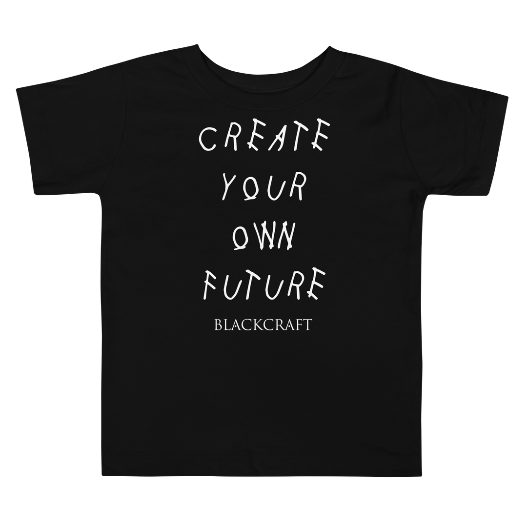 Black t-shirt with 'Create Your Own Future' text and 'BLACKCRAFT' branding