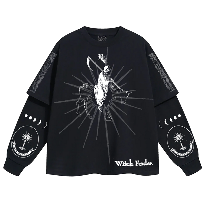 A layered effect twofer long sleeve tee with custom Blackcraft artwork on the front and along the sleeves. 