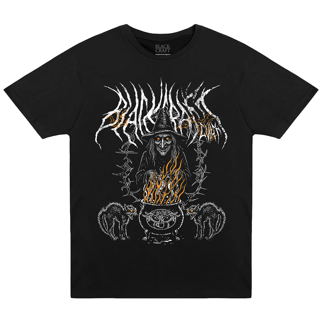 A classic black cotton tee with custom Blackcraft artwork across the front. 