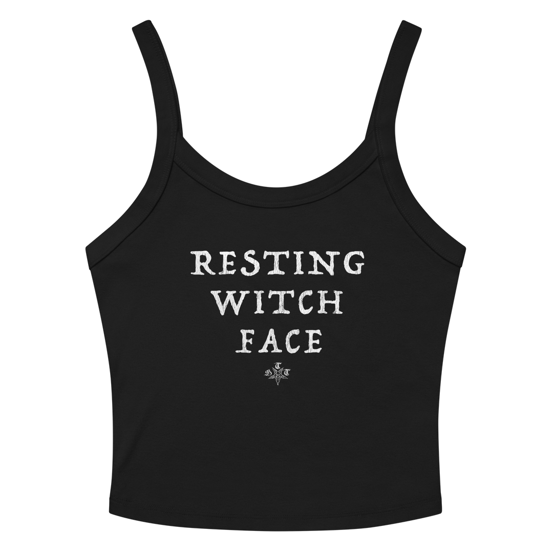 Black tank top with 'RESTING WITCH FACE' text in white