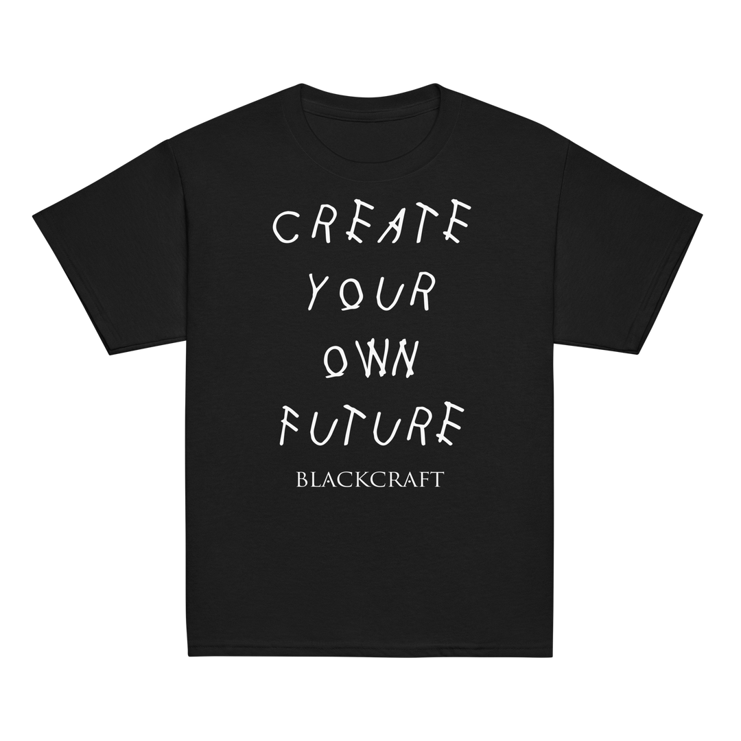 A classic black cotton youth tee with custom Blackcraft artwork on the front.
