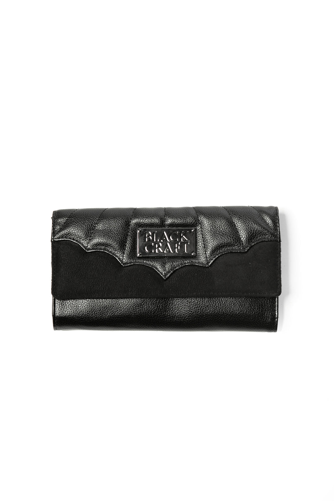 Black faux leather wallet that doubles as a clutch.